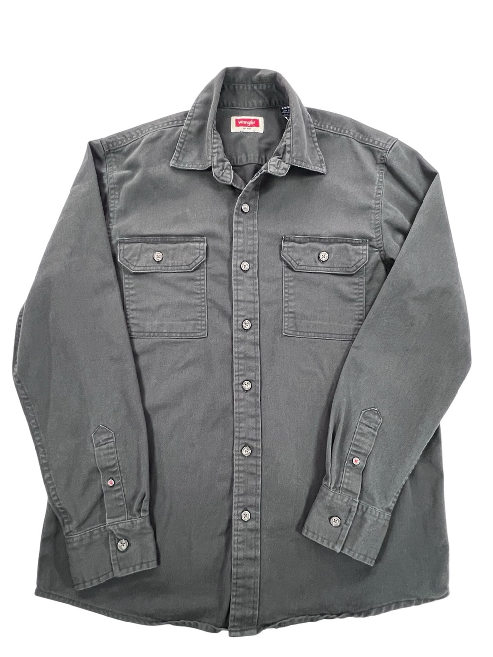 Wrangler EST. 1947 Faded Black Twill Button-Down Overshirt Mens M